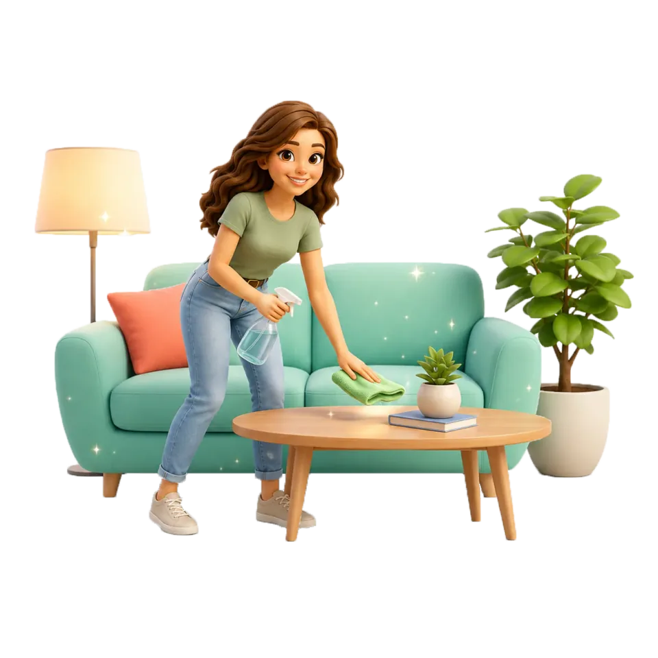 3D ilustracija svetle, čiste dnevne sobe